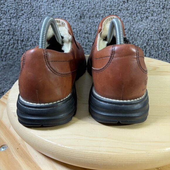 Ugg Shoes Shearling Loafer Womens Size 10 Brown Leather Sheepskin Lined Wool Zip - Picture 4 of 9